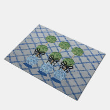 Chinoiserie Blue Ginger Jars Doormat Welcome Mat
