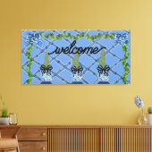 Chinoiserie Blue Ginger Jars Topiary Canvas Afdruk (Insitu (Woonkamer))