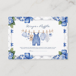 Chinoiserie Blue Jean Denim Luier Loterijkaart  Informatiekaartje