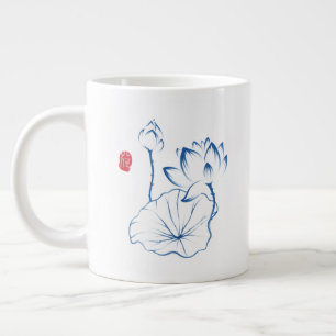 Chinoiserie Blue Lotus Inspirerend Quote Grote Koffiekop