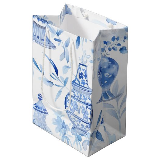 Chinoiserie Blue Medium Gift Bag Medium Cadeauzakje (Voorkant Gekanteld)
