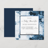 Chinoiserie Blue n White Floral Script Baby shower Kaart (Voorkant / Achterkant)