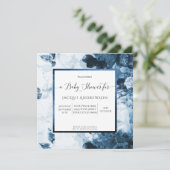 Chinoiserie Blue n White Floral Script Baby shower Kaart (Staand voorkant)