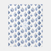 Chinoiserie Blue Ornament Christmas  Fleece Deken (Voorkant)