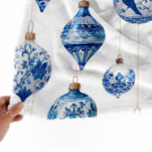 Chinoiserie Blue Ornament Christmas  Fleece Deken