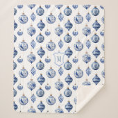 Chinoiserie Blue Ornament Christmas  Sherpa Deken (Voorkant)