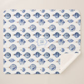 Chinoiserie Blue Ornament Christmas  Sherpa Deken (Voorkant (horizontaal))