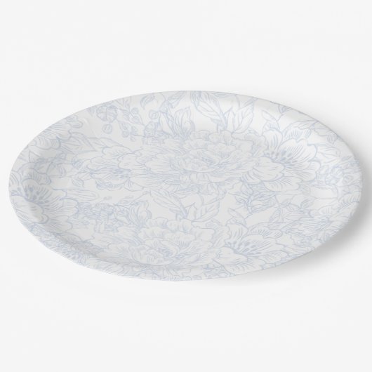 Chinoiserie Blue Peony Wedding Papieren Bordje (Gekanteld)