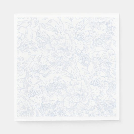 Chinoiserie Blue Peony Wedding Servet (Voorkant)
