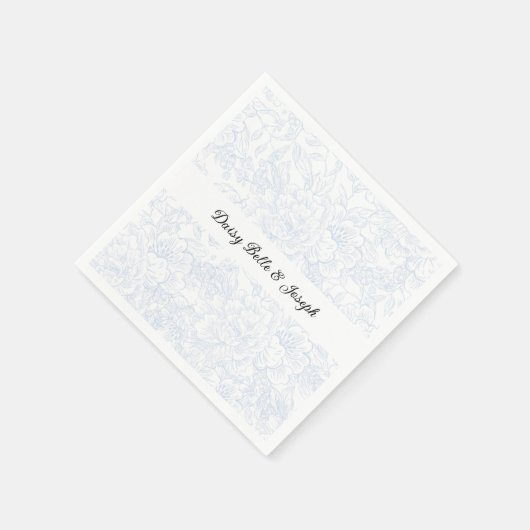 Chinoiserie Blue Peony Wedding Servet (Hoek)