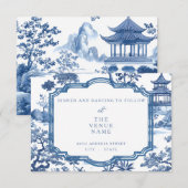 Chinoiserie Blue Receptie Kaart (Voorkant / Achterkant)