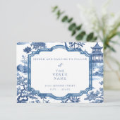 Chinoiserie Blue Receptie Kaart (Staand voorkant)