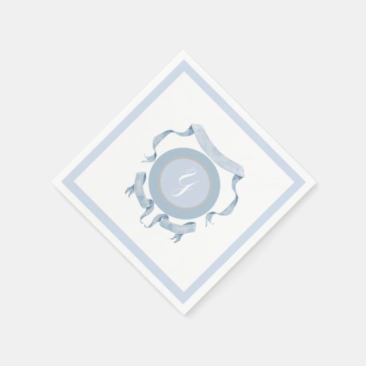 Chinoiserie Blue Ribbons Crest Shield Servet (Hoek)