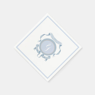 Chinoiserie Blue Ribbons Logo Crest Servet