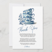 Chinoiserie Blue Stacked Teacups Vrijgezellenfeest Bedankkaart (Voorkant)