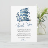 Chinoiserie Blue Stacked Teacups Vrijgezellenfeest Bedankkaart (Staand voorkant)