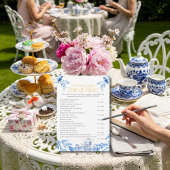 Chinoiserie Blue Tea Etiquette Bridal shower game  Kaart