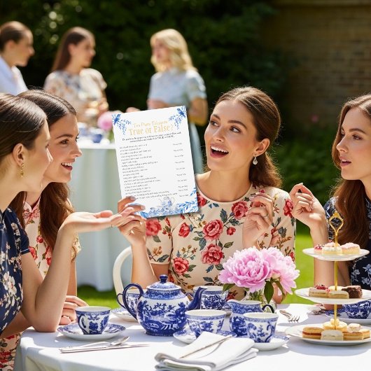 Chinoiserie Blue Tea Etiquette Bridal shower game  Kaart