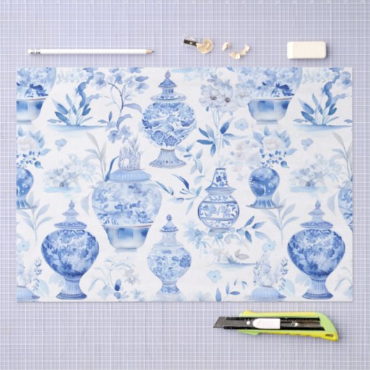 Chinoiserie Blue Tissue Paper Tissuepapier (Craft)