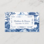 Chinoiserie Blue Toile Elegante Pagoda bruiloft RS Informatiekaartje (Achterkant)