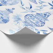Chinoiserie Blue Vase Wrapping Paper Cadeaupapier (Hoek)