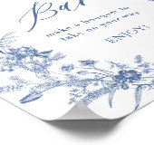 Chinoiserie Blue Vrijgezellenfeest Flower Bar Poster (Hoek)