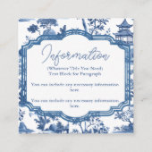 Chinoiserie Blue Wedding Details Kaart (Voorkant)