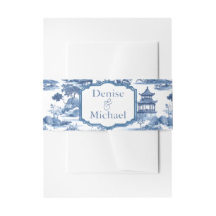 Chinoiserie Blue Wedding Uitnodigingen Wikkel