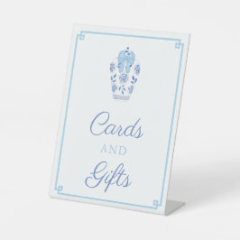 Chinoiserie Blue White Baby shower Kaarten en cade Reclamebord Met Voetstuk