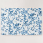 Chinoiserie Blue White Bird Floral Asian Influenza Legpuzzel<br><div class="desc">Klassieke vormgeving perfect voor de decor van de "kustgrootmoeder". Blauw en White Chinoiserie-stijl bloemontwerp werd geïnspireerd door oude Japanse en Chinese design van potten en tegels. De kunstwerken van de waterverf zijn in acryl geschilderd door een internationaal erkende kunstenaar en ontwerper,  Audrey Jeanne Roberts,  copyright.</div>