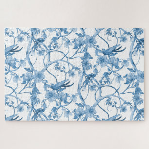Chinoiserie Blue White Bird Floral Asian Influenza Legpuzzel