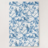 Chinoiserie Blue White Bird Floral Asian Influenza Legpuzzel (Verticaal)