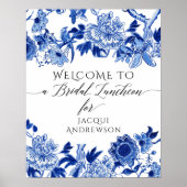 Chinoiserie Blue White Bridal Luncheon Welkom Poster (Voorkant)