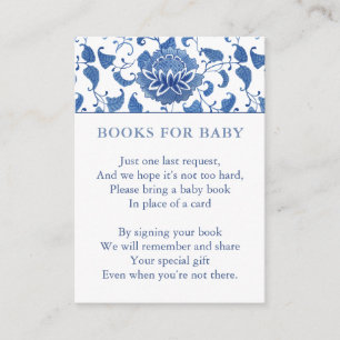 Chinoiserie Blue White Build Library Baby shower Informatiekaartje
