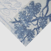 Chinoiserie Blue White Flower Jar Script Ephemera Tissuepapier (Detail)