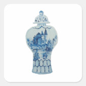 Chinoiserie Blue White Ginger Jar jars Vierkante Sticker (Voorkant)