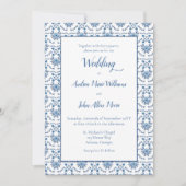 Chinoiserie Blue White Pattern Wedding Kaart (Voorkant)