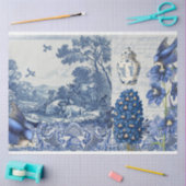 Chinoiserie Blue White Toile Floral Script Collage Tissuepapier (Craft)
