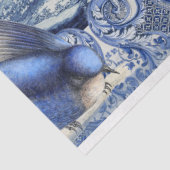 Chinoiserie Blue White Toile Floral Script Collage Tissuepapier (Detail)