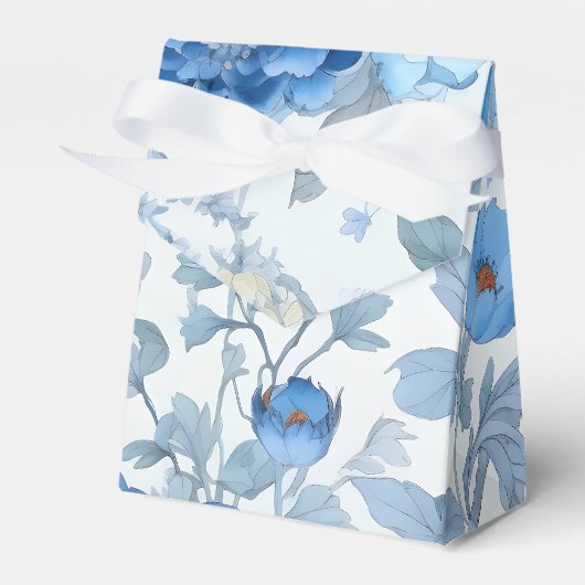 Chinoiserie Blue Wild Flower Favor Box Bedankdoosjes (Voorkant Zijde)