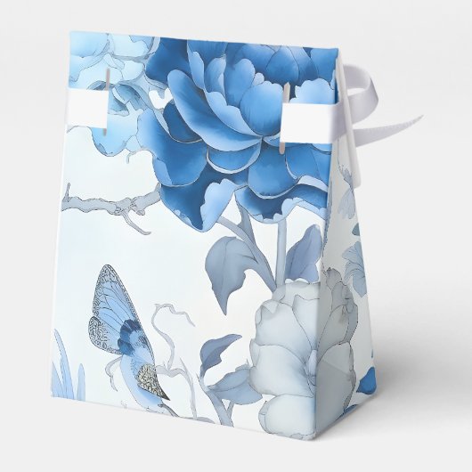 Chinoiserie Blue Wild Flower Favor Box Bedankdoosjes (Achterkant)