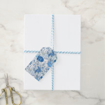 Chinoiserie Blue Wild Flower Gift Label