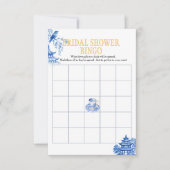 Chinoiserie Blue Willow Bridal Shower Bingo game Kaart (Voorkant)