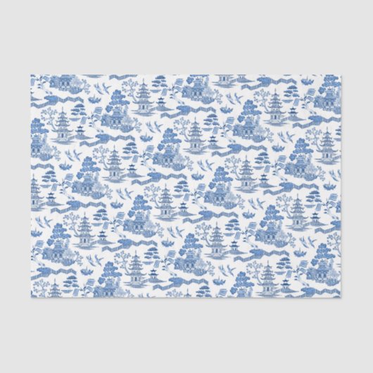 Chinoiserie Blue Willow-deportpapier Tissuepapier (Voorkant)