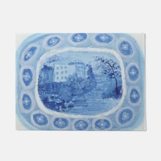 Chinoiserie Blue Willow Platter Dish Deurmat (Voorkant)
