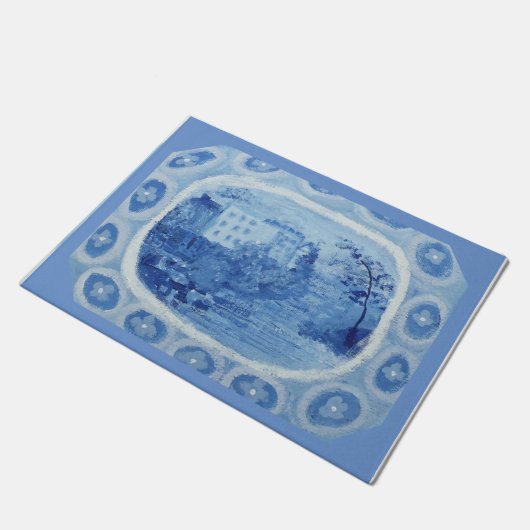 Chinoiserie Blue Willow Platter Dish Doormat Deurmat (Schuin)