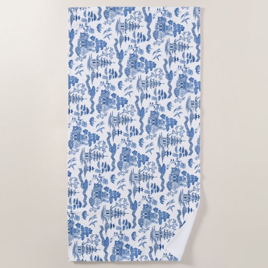 Chinoiserie Blue Willow Strandlaken (Voorkant)