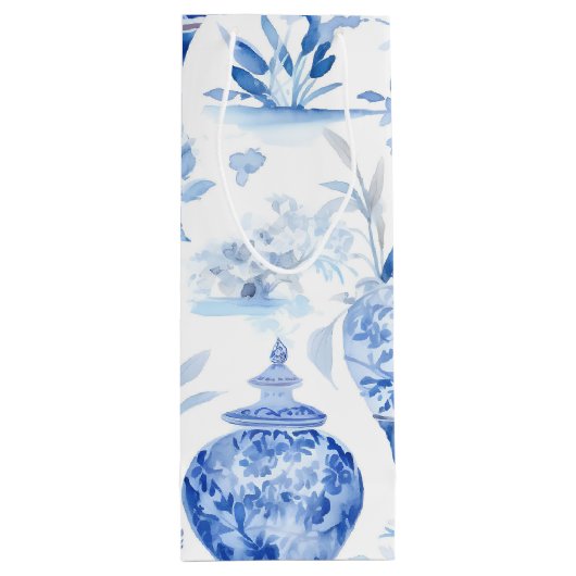 Chinoiserie Blue Wine Gift Bag Wijn Cadeautas (Achterkant)