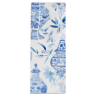 Chinoiserie Blue Wine Gift Bag Wijn Cadeautas