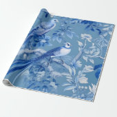 Chinoiserie Blue Wrapping Paper Cadeaupapier (Uitgerold)